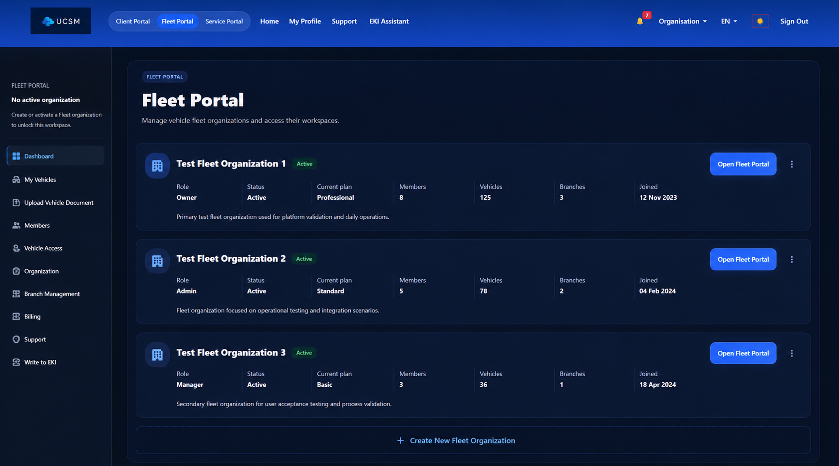 Fleet Portal workspace